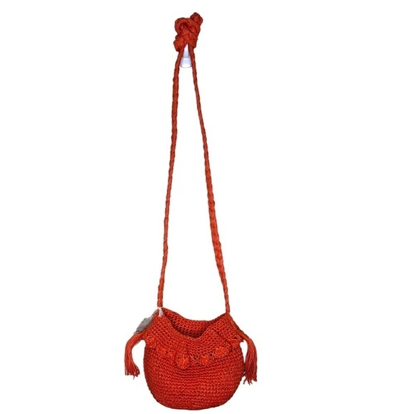 RHODE x Target Crochet Bucket Bag Dark Orange Boho Beach Vacation Ruffle - Picture 5 of 9